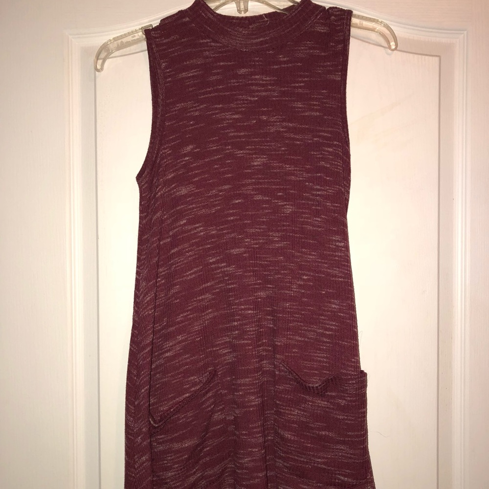 burgundy high neck dress